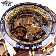 Winner New Number Sport Design Bezel Golden Watch Mens Watches Top Brand Luxury Montre Homme Clock Men Automatic Skeleton Watch