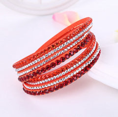 2019 New Leather Bracelet Rhinestone Crystal Bracelet Wrap Multilayer Bracelets for women feminino pulseras mulher Jewelry