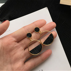 Handmade fashion simple geometric circular marble long earrings girls popular earrings earrings temperament EE88