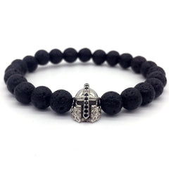 2019 Hot Trendy Lava Stone Pave CZ Imperial Crown And Helmet Charm Bracelet For Men Or Women Bracelet Jewelry Pulseira hombres