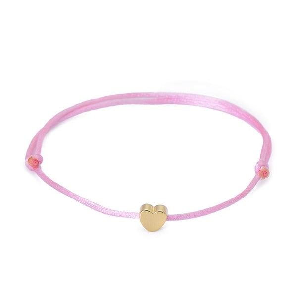 VEKNO Gold Color Heart Bracelet Silver Handmade Jewelry Multicolor Rope Adjustable String Lucky Bracelet For Women Children