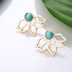 Crystal Flower drop Earrings For Women fashion Jewelry Double Sided Gold Silver earrings gift for party best friend A55