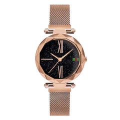 Luxury Rose Gold Women Watches Minimalism Starry sky Magnet Buckle Fashion Casual Female Wristwatch Waterproof Roman Numeral