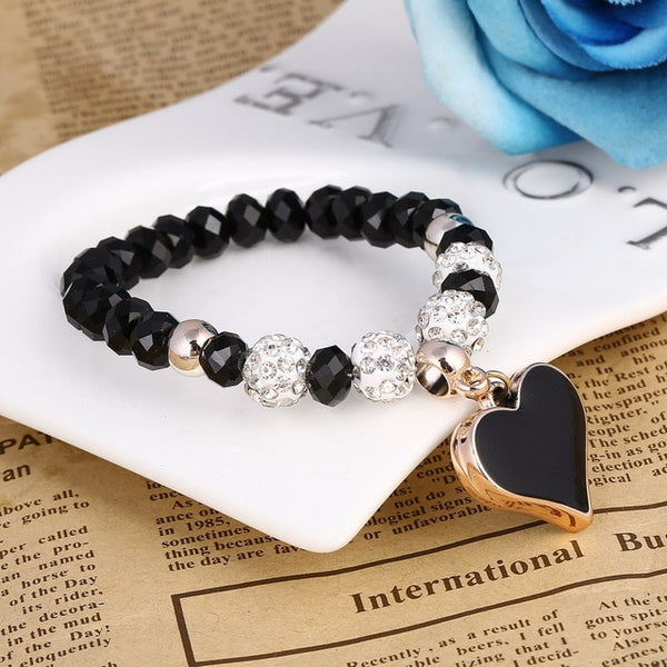 ZOSHI Romantic Vintage Bracelets For Women Heart Pendant Bracelets with bling crystal Beads Fit Pan Bracelets Jewelry